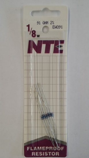 91 Ohm, 1/8W, 2% Metal Film Flameproof Resistor (6Pk)