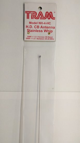 TRAM NH-4-HC HD 4Ft Stainless Steel Whip 3/8"x24 Thread 400W