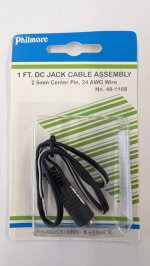 1Ft DC Jack 2.5x5.5mm (Size "N") to Stripped/Tinned Ends