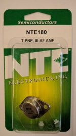 NTE180 T-PNP, Si, High Power Audio Amp (Compl to NTE181)