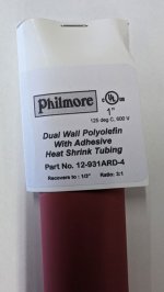 1" Red 48" Dual Wall 3:1 Polyolefin Heat Shrink w/Adhesive