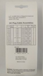 Size M 5.5/2.1mm 90° Coaxial DC Power Plug In-Line 6' Lead 18Awg
