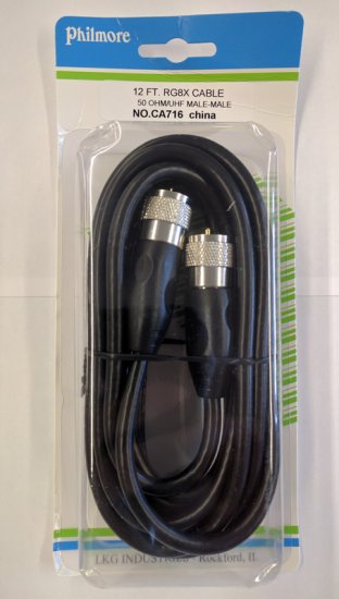 12Ft RG8X UHF Male to Male