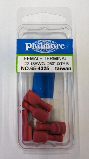 Female Disconnect Fully Insul. Nylon 22-18Awg 0.250" (5Pk)