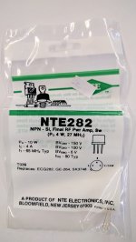 NTE282 T-NPN, Si, Final RF Pwr Amp, Sw (Po 4W, 27MHz)