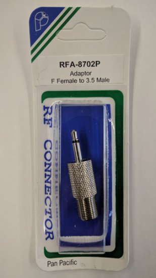 RF Adapter F Jack to (3.5mm)1/8" Mono Plug
