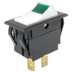 18VDC Green Incandescent Rocker SPDT On-None-Off 12V 15A