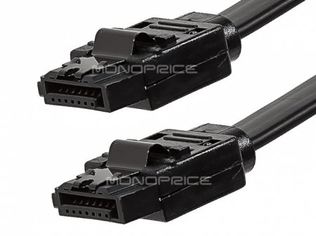 24" Black SATA 6Gbps Cable w/Locking Latch Straight/Straight