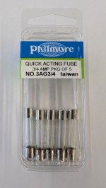 0.75 Amp (750ma) 3AG Glass Fuse (5Pk) Fast Acting 1/4"x1-1/4"