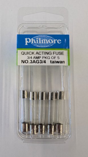 0.75 Amp (750ma) 3AG Glass Fuse (5Pk) Fast Acting 1/4"x1-1/4"