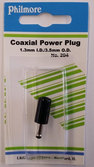 Size ? 3.5/1.3mm Coaxial DC Power Plug Inline No Strain Relief
