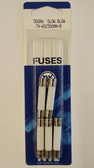 0.5 Amp (500mA) MDA Ceramic Fuse (5Pk) Slow Blow 6x30mm