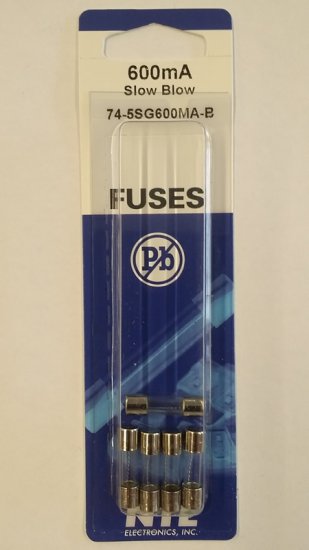 0.6 Amp (600mA) GMD Glass Fuse (5Pk) Slow Blow 5x20mm
