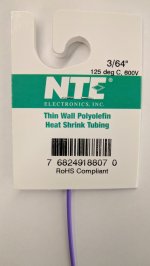 3/64" Violet 48" Thin Wall 2:1 Polyolefin Heat Shrink Tubing