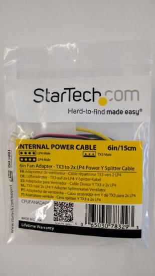 12in Fan Adapter - TX3 to 2x LP4 Power Y Splitter Cable