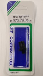 RF Adapter, Black Plate, BNC Female to SMA Female
