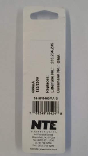 0.4 Amp (400mA) GMA Glass Fuse (5Pk) Fast Acting 5x20mm
