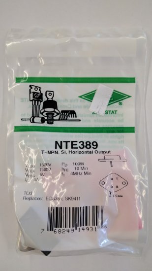 NTE389 T-NPN, Si, Horizontal Output