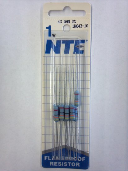 43 Ohm 1 Watt Metal Oxide Film Resistor (10Pk) 2% Tolerance