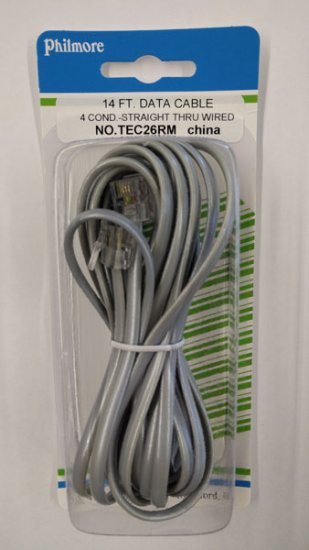 14Ft Silver Data Interconnect Cable (6P4C) For Data Pin1 to Pin1