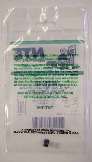 NTE45 T-PNP, Si, Dual, HiGain, LoNoise, BiasAmp (Compl to NTE44)