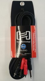 9.9Ft (3M) Stereo Interconnect Dual 1/4 in TS to Dual RCA