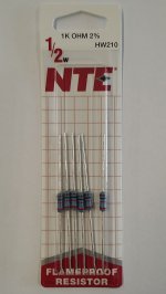 1.0K Ohm 0.5 Watt Metal Film Resistor (6Pk) 2% Tolerance