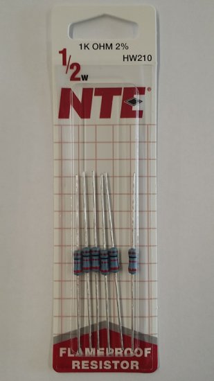 1.0K Ohm 0.5 Watt Metal Film Resistor (6Pk) 2% Tolerance