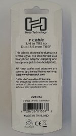 6" Y Cable 1/4 in TRS to Dual 3.5 mm TRSF