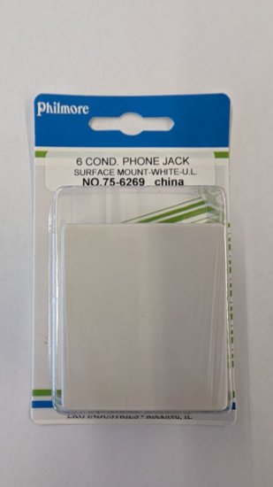 6 Conductor (6P6C) Telephone Jack Surface Mount White