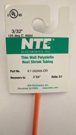3/32" Orange 48" Thin Wall 2:1 Polyolefin Heat Shrink Tubing