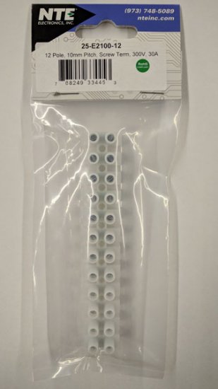 12-Pole 30Amp 300V Euro Terminal Block 10mm Pitch 18-10Awg