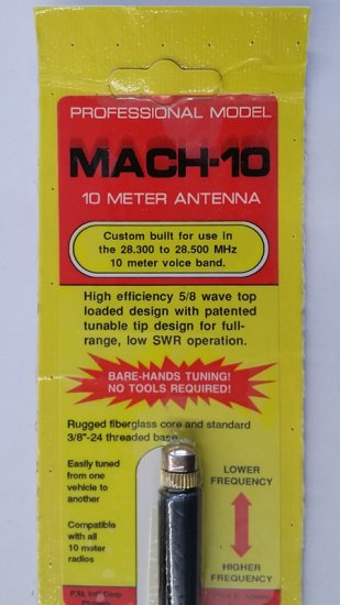 Tunable Tip "Mach-10" 10-Meter Antenna (Black)