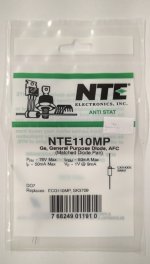 NTE110MP Germanium Gen Purpose Diode, AFC (Matched Diode Pair)