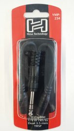 6" Y Cable 1/4 in TRS to Dual 3.5 mm TRSF