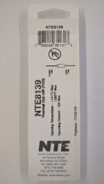 NTE8139 Thermal Fuse 141°C/286°F 15A Axial