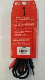 6.6Ft (2M) Stereo Interconnect Dual 1/4in TS to Dual RCA