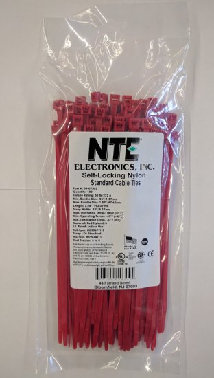 7.5" Nylon Cable Ties (100Pk) Red Holds Up To 50 Lbs