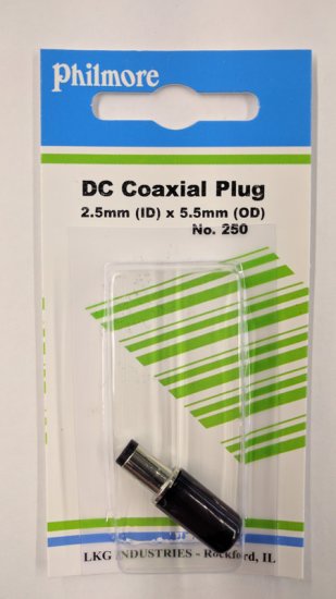 Coaxial DC Power Plug "N" 5.5mmOD, 2.5mmID