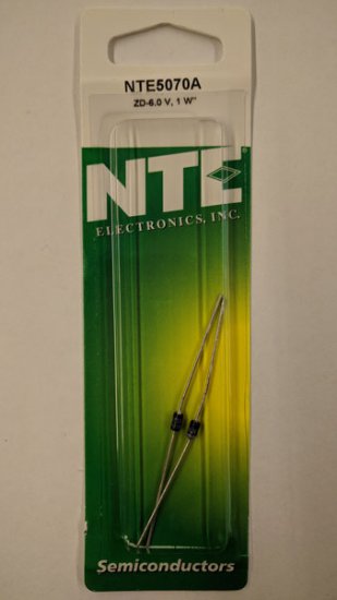 NTE5070A Zener Diode 6.0V 1W, DO-41/DO-15 (2Pk)