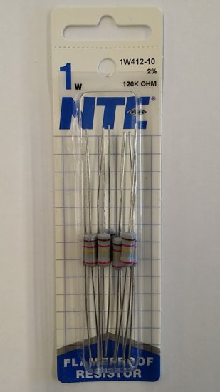 120K Ohm 1 Watt Metal Oxide Film Resistor (10Pk) 2% Tolerance