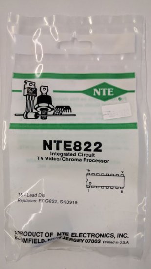 NTE822 IC, Video/Chroma Processor, 16-Lead DIP