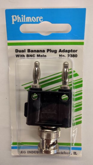 BNC Plug to Dual Banana Plugs 0.75" Center