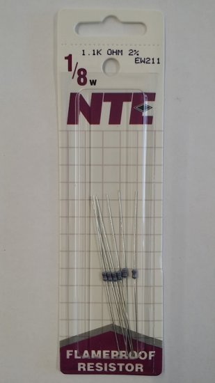 1.1K Ohm, 1/8W, 2% Metal Film Flameproof Resistor (6Pk)