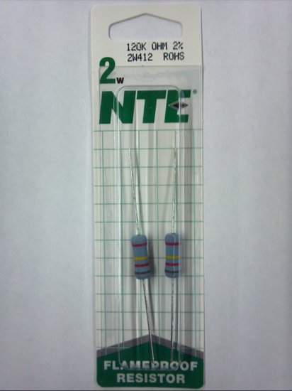 120K Ohm 2 Watt Metal Oxide Film Resistor (2Pk) 2% Tolerance