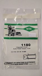 NTE1180 IC, Audio Power Amplifier, 1.5W, 14-Lead DIP w/Tab