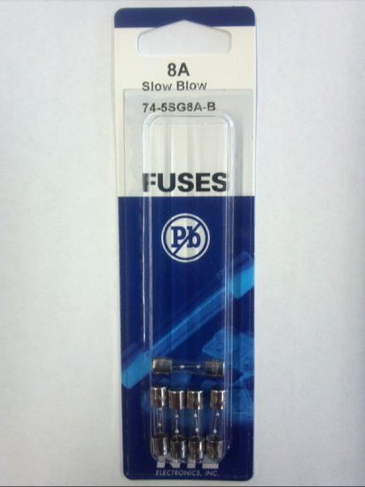8 Amp (GMD) Glass Fuse (5Pk) Slow Blow 5x20mm