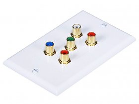 5-RCA Component RGB+RW Decora White Wall Plate