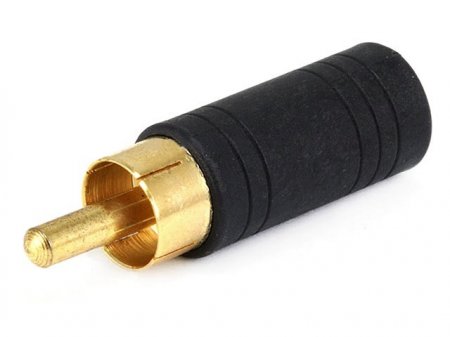 (3.5mm) 1/8" Stereo Jack to RCA Plug Adapter (Gold) Molded