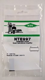 NTE997 IC, Quad Operational Amplifier, 14-Lead DIP